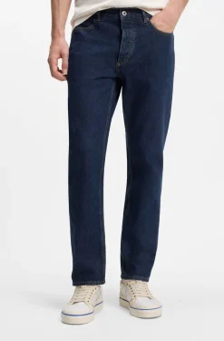 Indigoblaue Regular-Fit Jeans aus Baumwolle