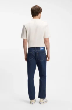 Indigoblaue Regular-Fit Jeans aus Baumwolle