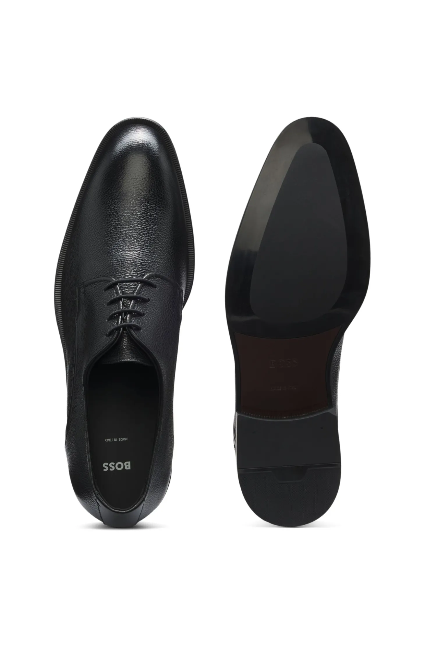 In Italien gefertigte Schnürschuhe aus genarbtem Leder