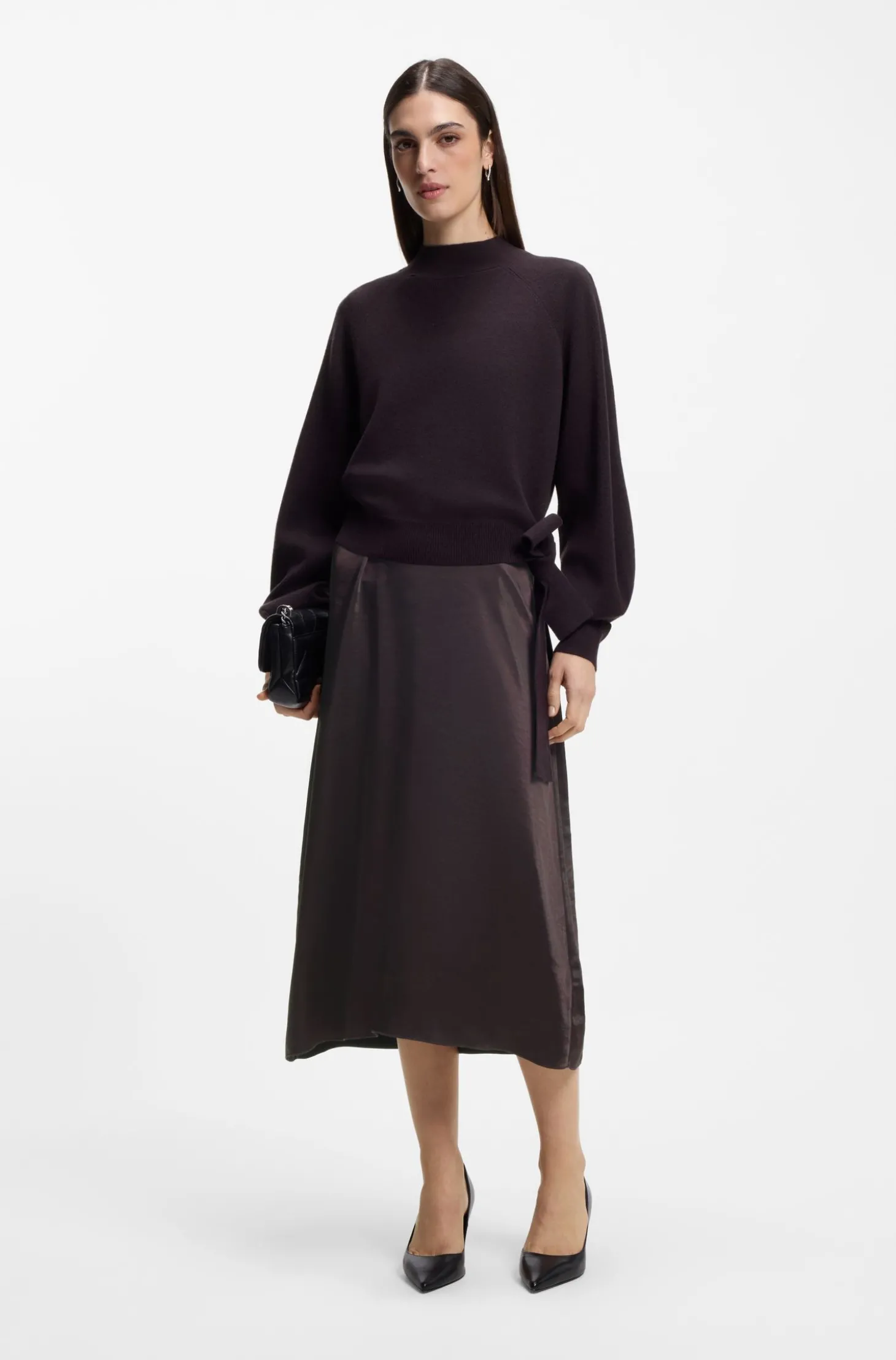 2-in-1-Kleid mit Woll-Pullover mit Kaschmir