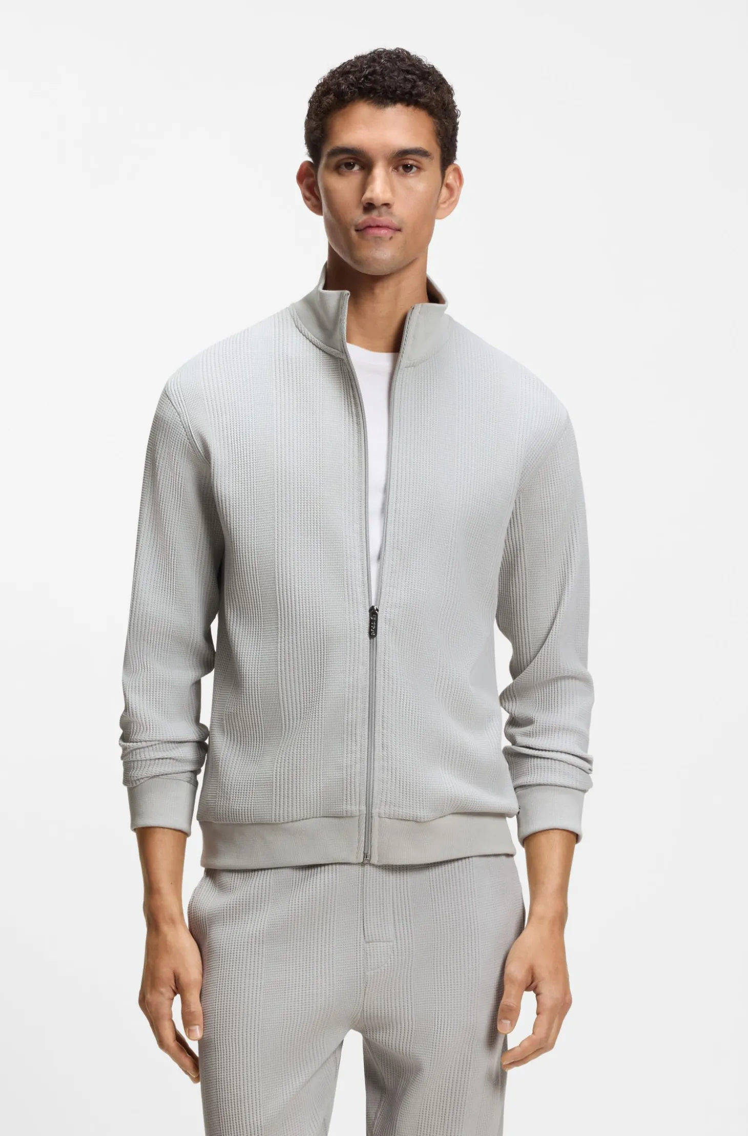 Jacke aus Baumwoll-Mix mit Waffelstruktur
