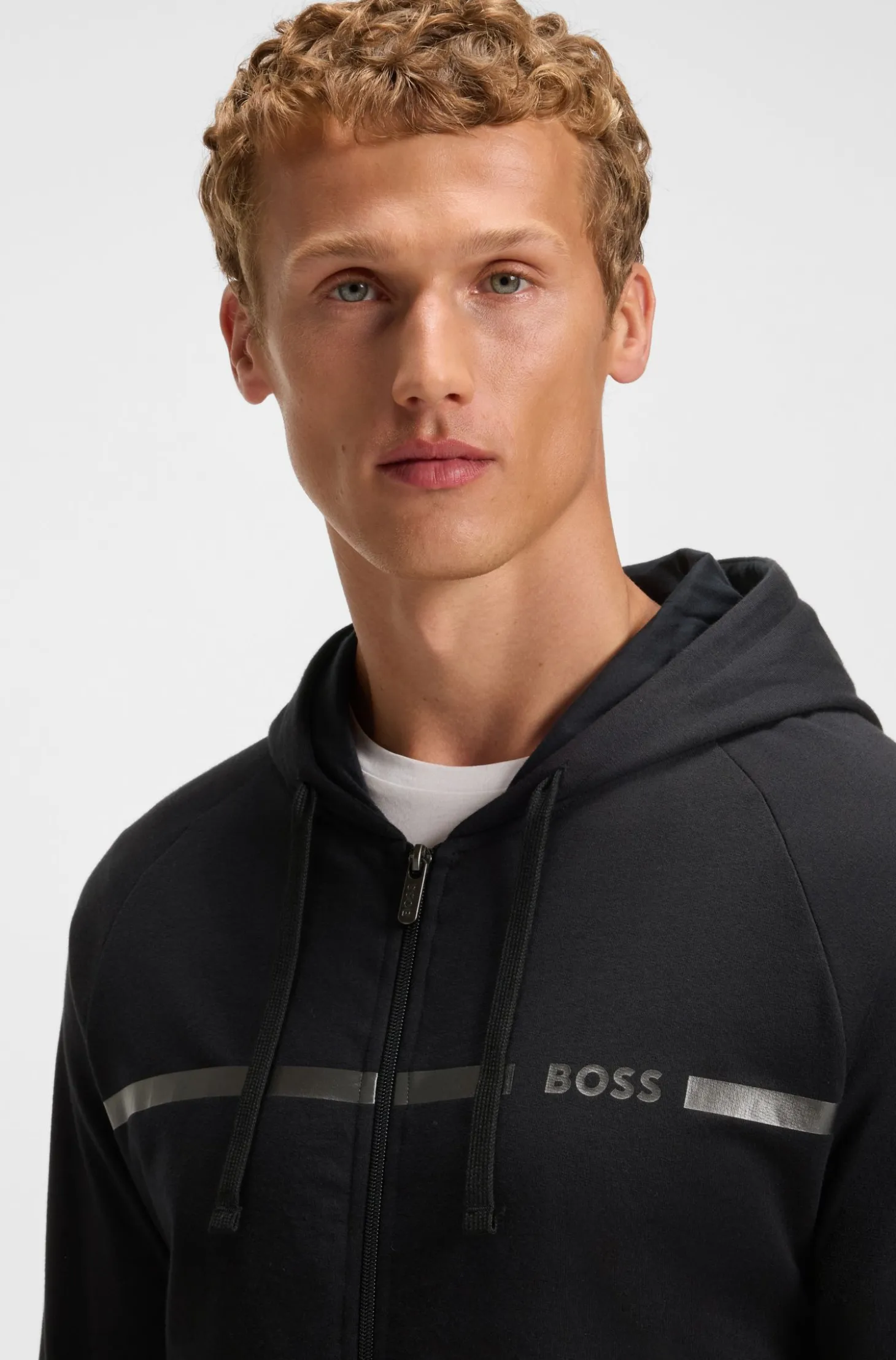 Jacke aus Baumwoll-Terry mit Logo und Streifen
