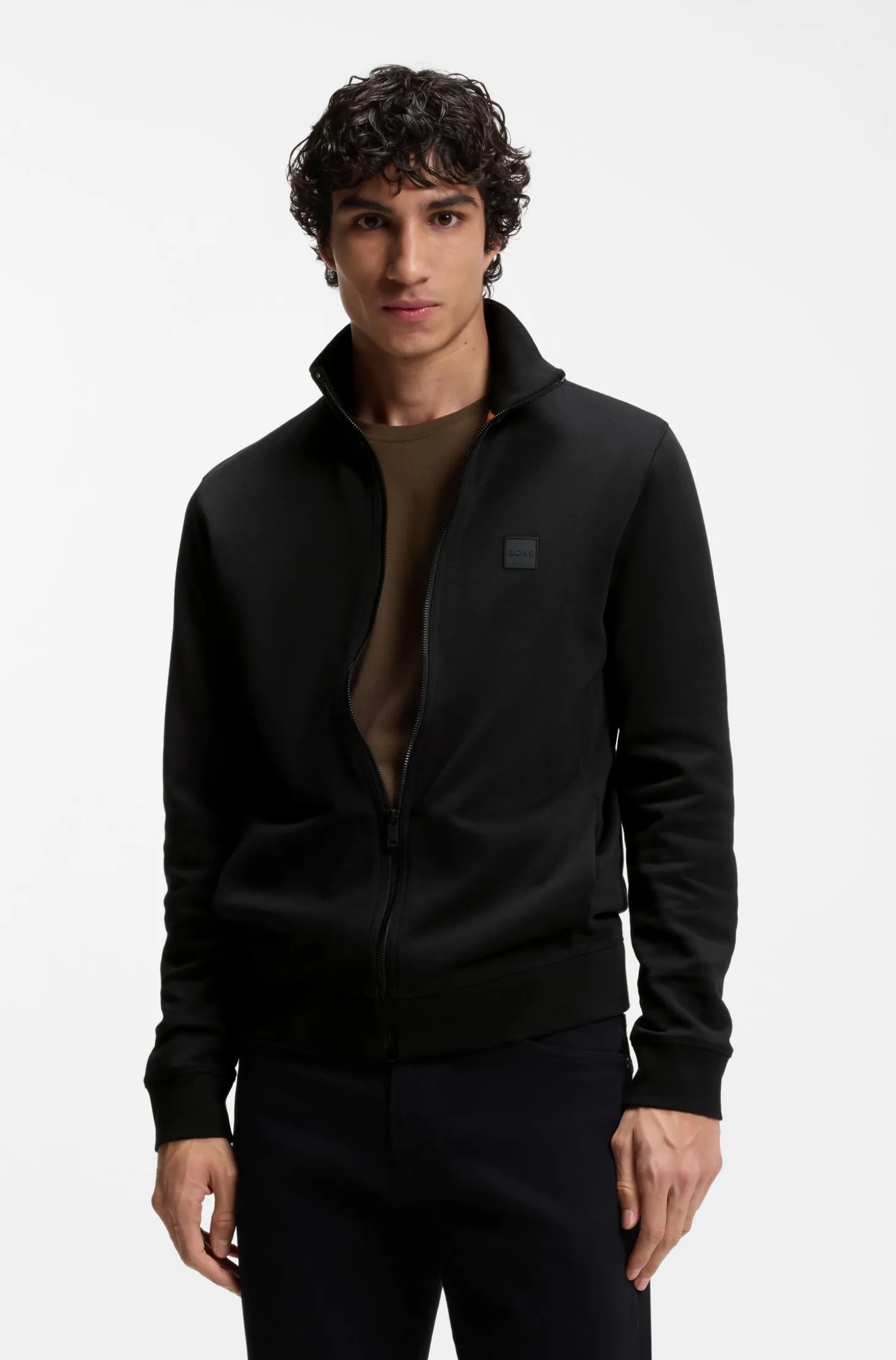 Jacke aus Baumwoll-Terry mit Logo-Patch