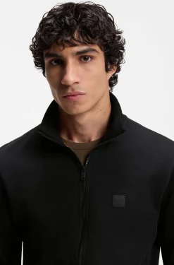 Jacke aus Baumwoll-Terry mit Logo-Patch