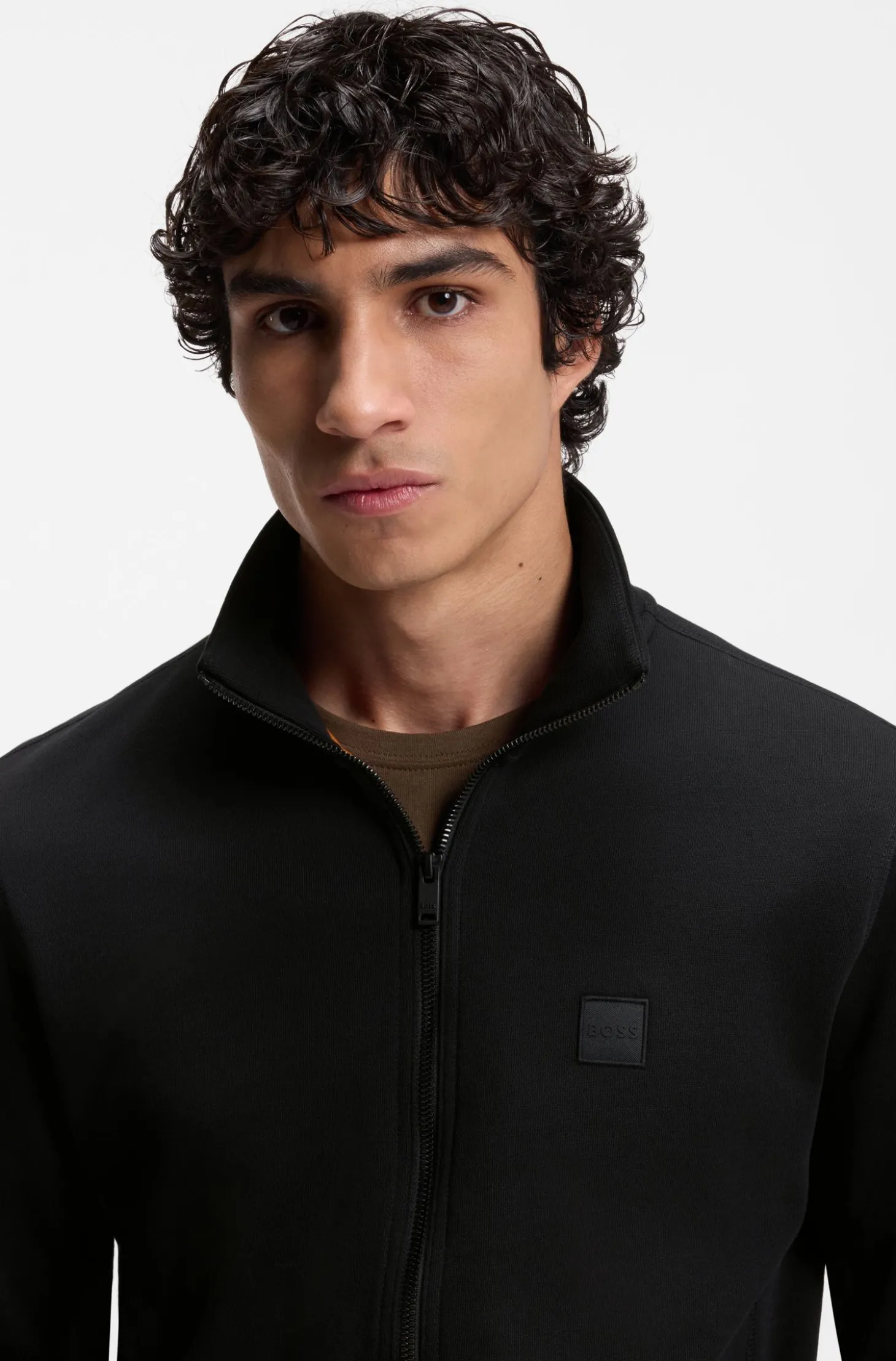 Jacke aus Baumwoll-Terry mit Logo-Patch