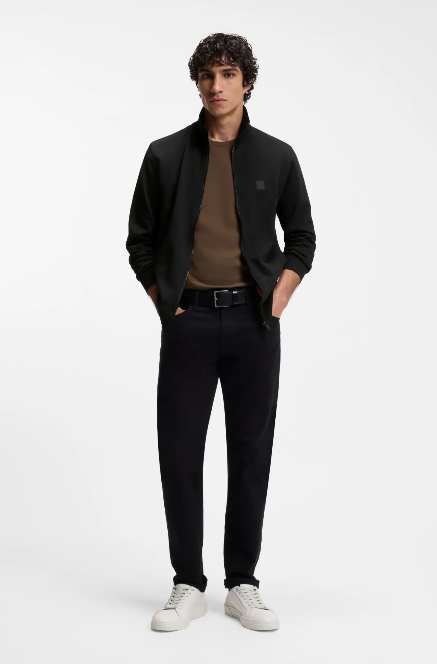 Jacke aus Baumwoll-Terry mit Logo-Patch