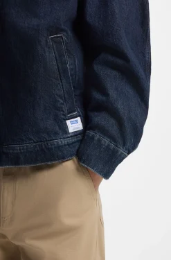 Jacke aus blauem Denim mit Reißverschluss und Brusttasche