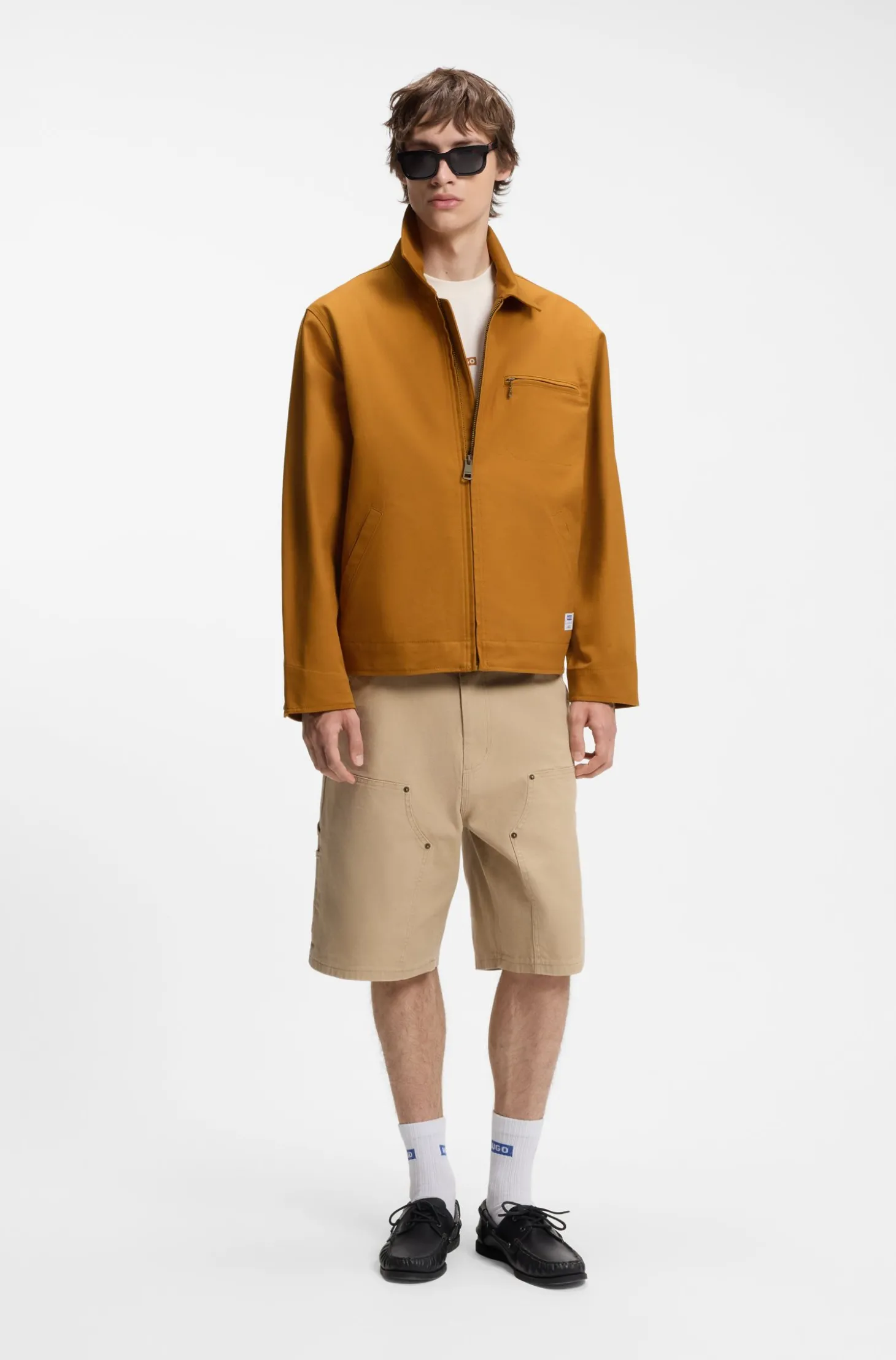Jacke aus Stretch-Baumwolle mit Reißverschlusstasche an der Brust