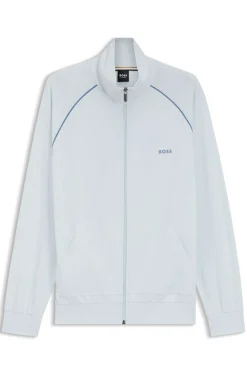 Jacke aus Stretch-Baumwolle mit Reißverschluss und Kontrast-Paspeln