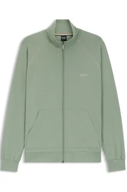 Jacke aus Stretch-Baumwolle mit Reißverschluss und Kontrast-Paspeln