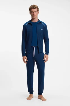 Jacke aus Stretch-Baumwolle mit Reißverschluss und Kontrast-Paspeln