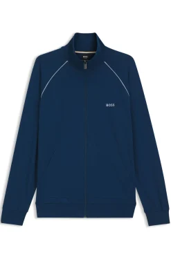 Jacke aus Stretch-Baumwolle mit Reißverschluss und Kontrast-Paspeln