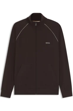 Jacke aus Stretch-Baumwolle mit Reißverschluss und Kontrast-Paspeln
