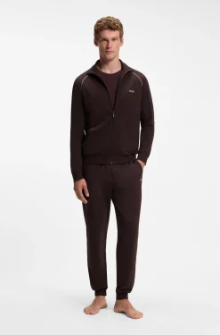Jacke aus Stretch-Baumwolle mit Reißverschluss und Kontrast-Paspeln