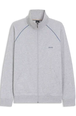 Jacke aus Stretch-Baumwolle mit Reißverschluss und Kontrast-Paspeln