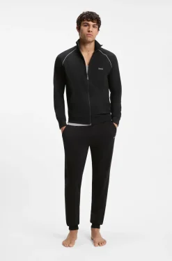 Jacke aus Stretch-Baumwolle mit Reißverschluss und Logo-Stickerei