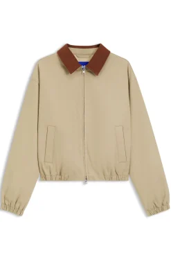 Jacke aus Stretch-Baumwolle mit Kontrastkragen aus Cord