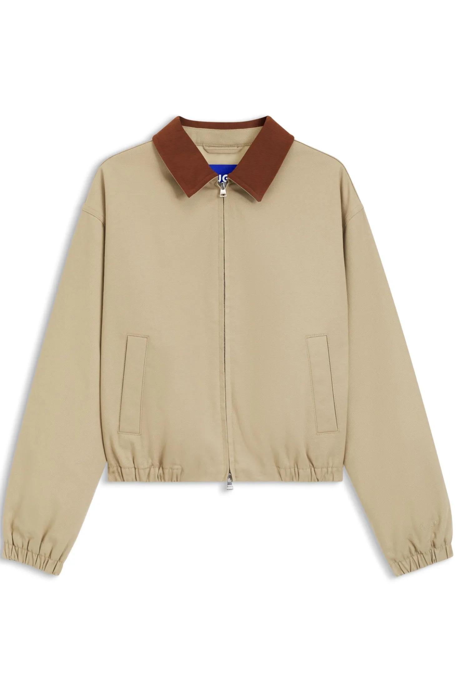 Jacke aus Stretch-Baumwolle mit Kontrastkragen aus Cord