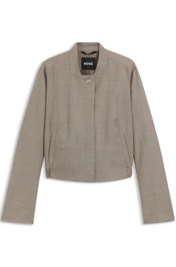 Jacke aus Stretch-Wolle mit Sharkskin-Webstruktur
