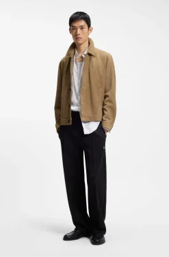 Jacke aus Veloursleder mit abgestepptem Detail an der Brusttasche
