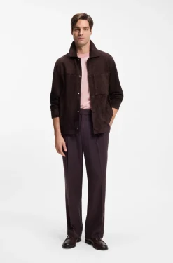 Jacke aus Veloursleder mit Druckknopfverschluss