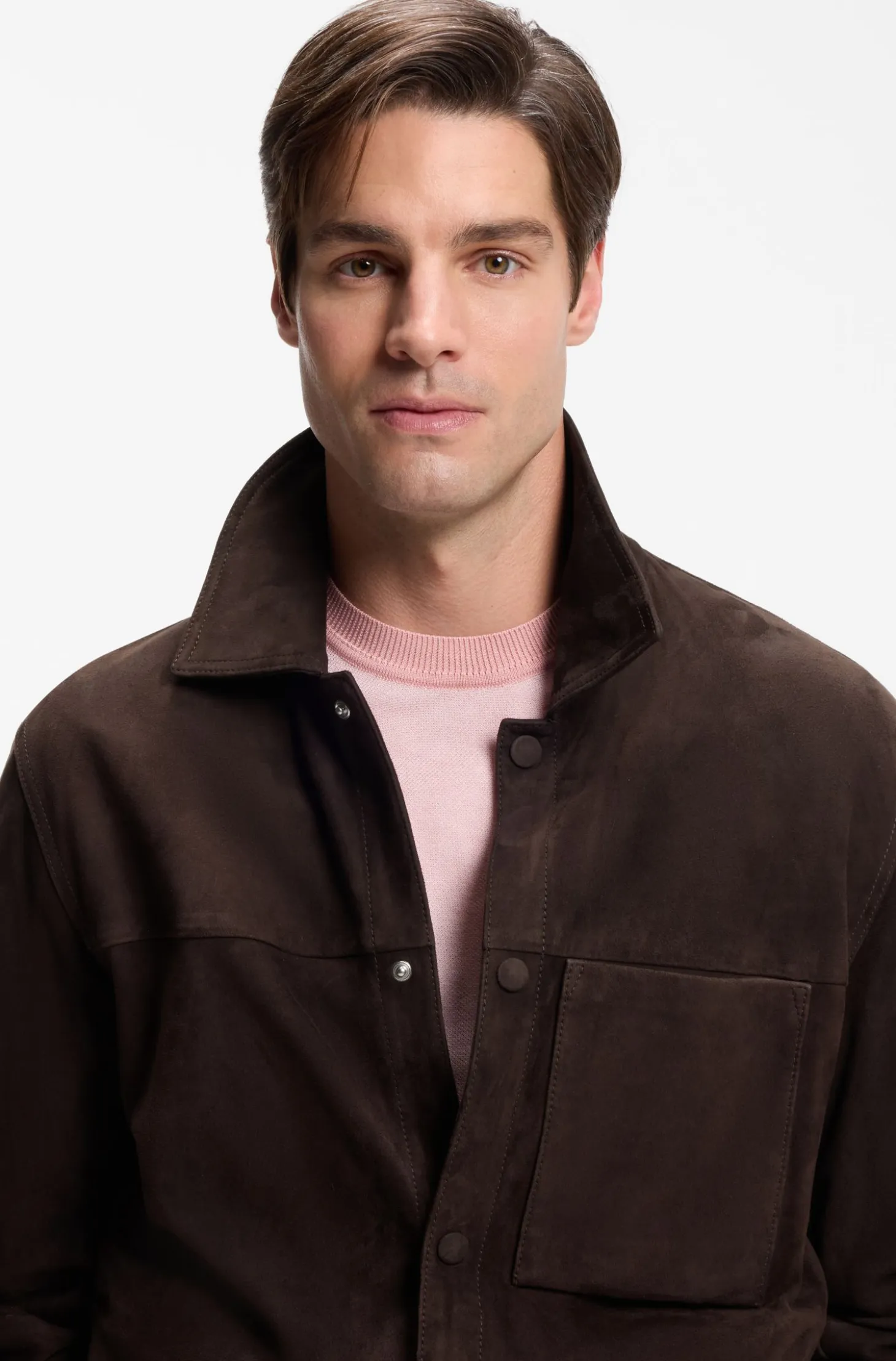 Jacke aus Veloursleder mit Druckknopfverschluss
