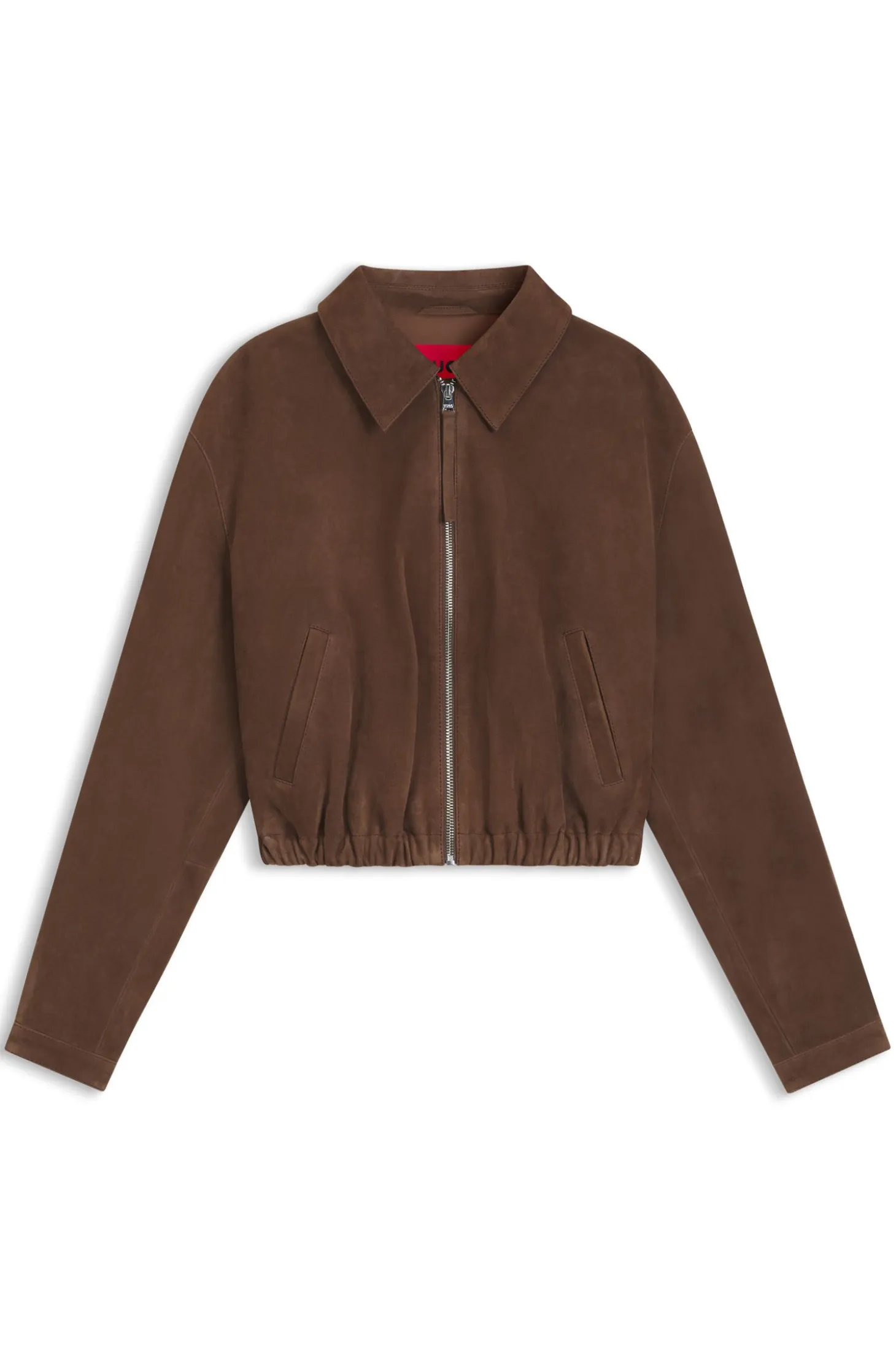 Jacke aus Veloursleder mit gerafftem Saum