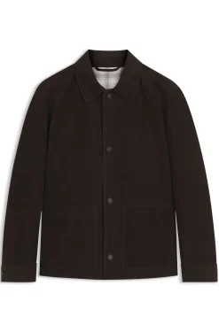Jacke aus Wildleder mit Knopfleiste und kariertem Futter