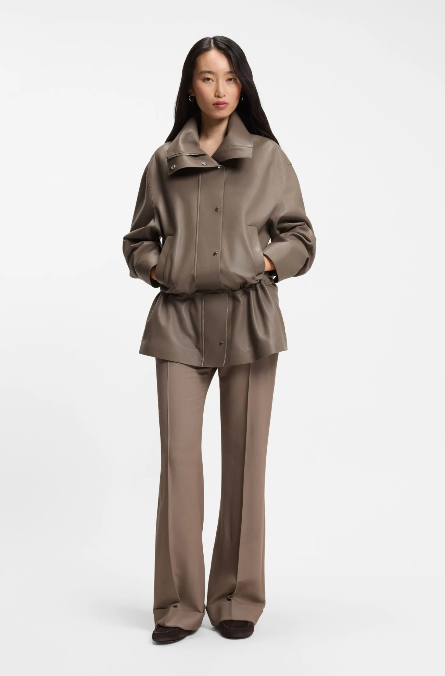 Jacke im Parka-Stil aus Leder