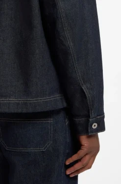 Jacke mit Kontrastkragen aus indigoblauem Denim
