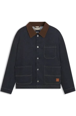 Jacke mit Kontrastkragen aus indigoblauem Denim