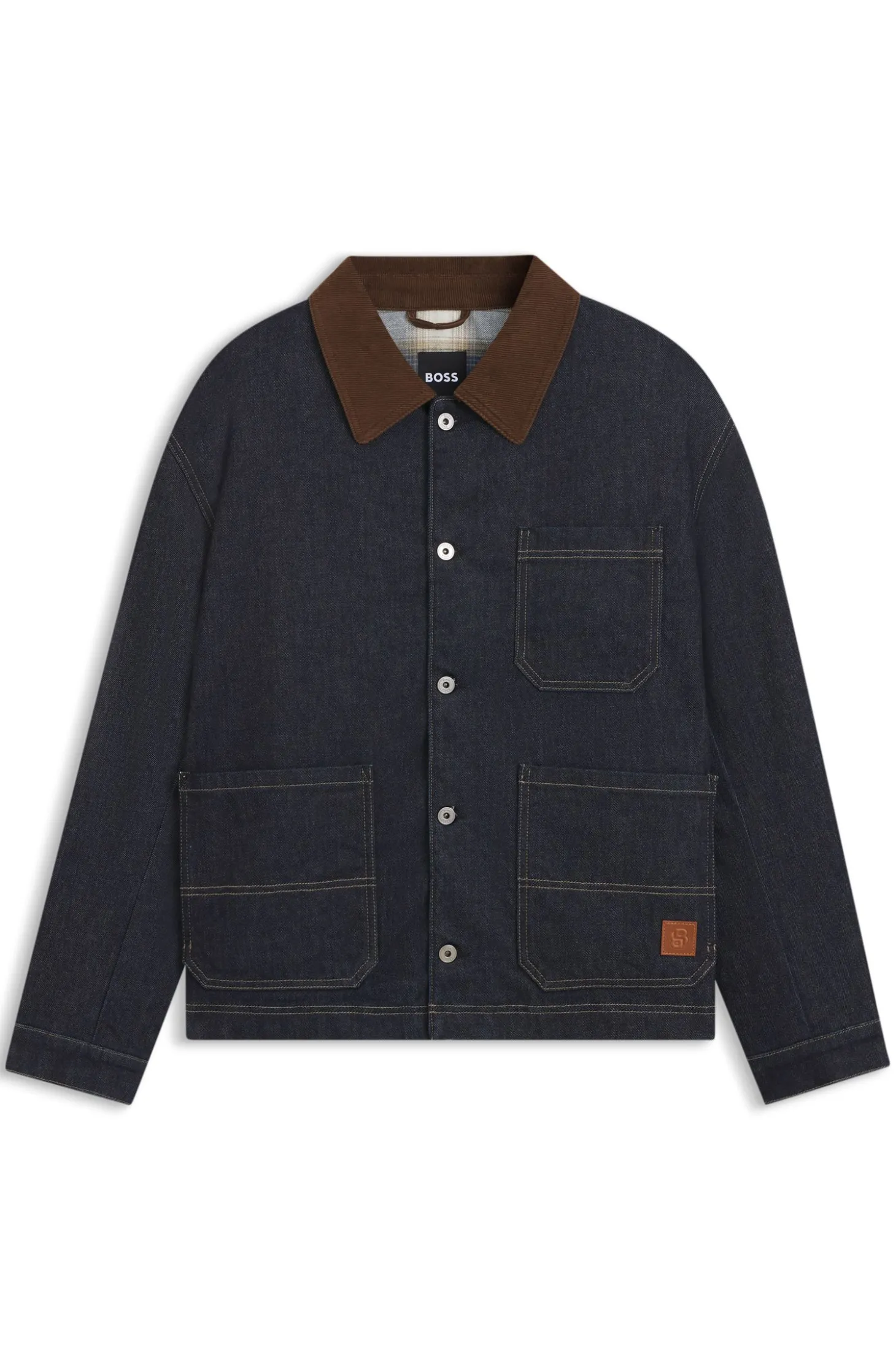Jacke mit Kontrastkragen aus indigoblauem Denim