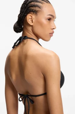 Jacquard-Bikinitop mit Stacked-Logo-Anhänger
