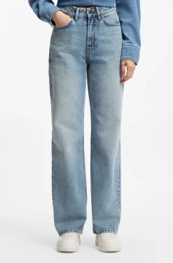 Jeans aus blauem Baumwoll-Denim mit weitem Beinverlauf