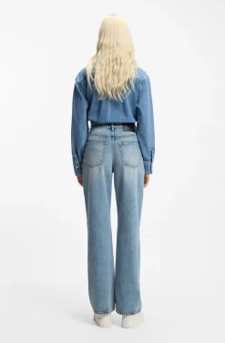 Jeans aus blauem Baumwoll-Denim mit weitem Beinverlauf