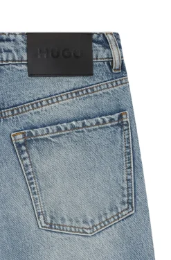 Jeans aus blauem Baumwoll-Denim mit weitem Beinverlauf