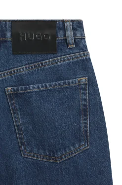 Jeans aus blauem japanischem Denim mit Barrel-Passform