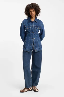 Jeans aus blauem japanischem Denim mit Barrel-Passform