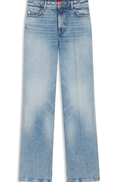 Jeans aus blauem Stretch-Denim mit weitem Beinverlauf