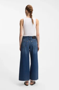 Jeans aus festem blauem Denim mit weitem Beinverlauf