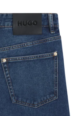Jeans aus festem blauem Denim mit weitem Beinverlauf