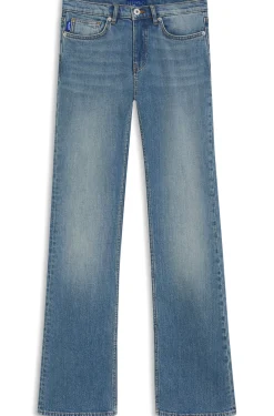 Jeans mit ausgestelltem Bein aus atlantikblauem, komfortablem Stretch-Denim