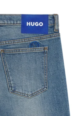 Jeans mit ausgestelltem Bein aus atlantikblauem, komfortablem Stretch-Denim