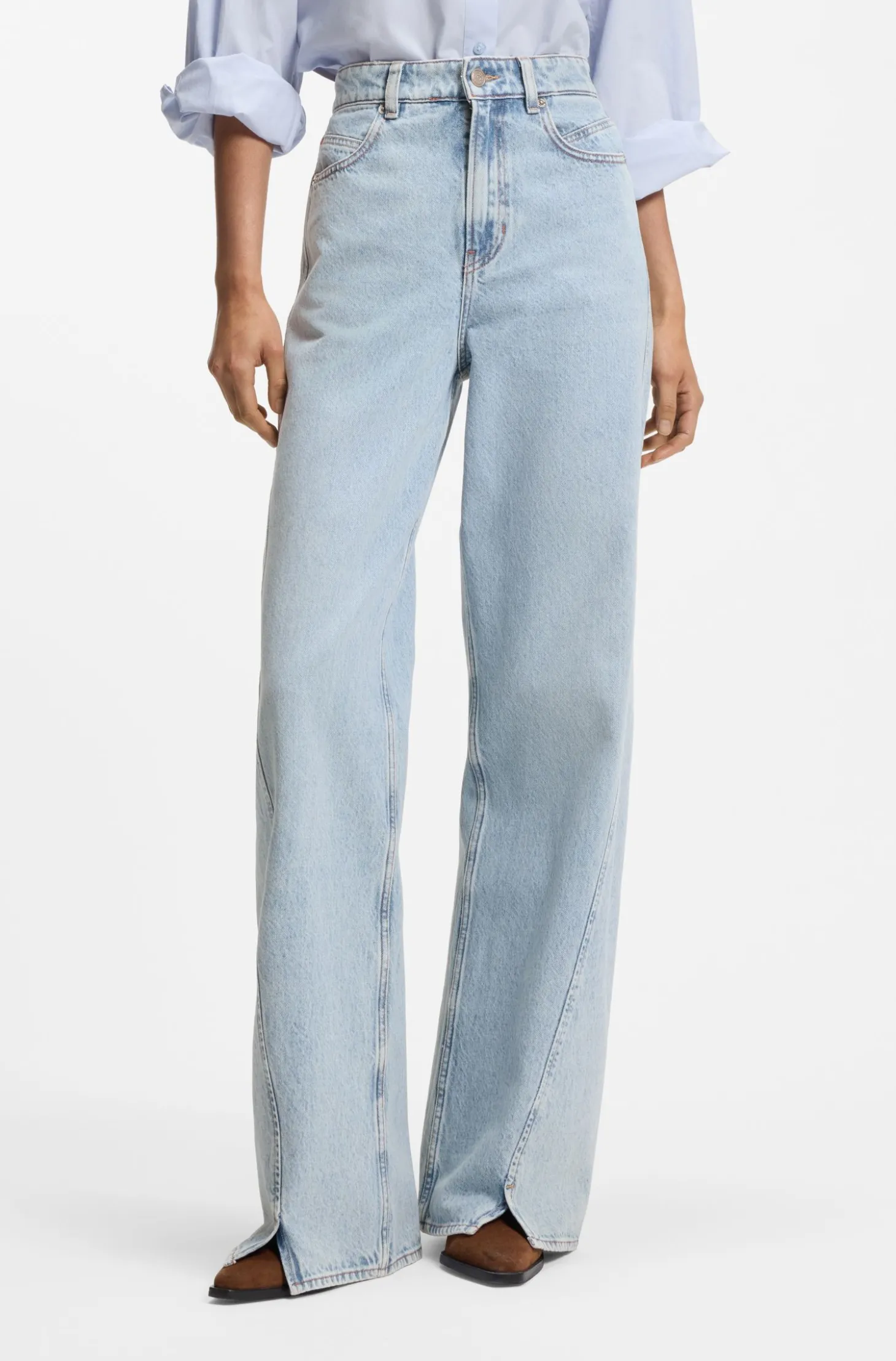 Jeans mit hohem Bund und weitem Beinverlauf