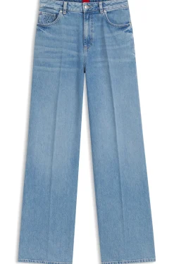 Jeans mit weitem Bein aus hellblauem Denim