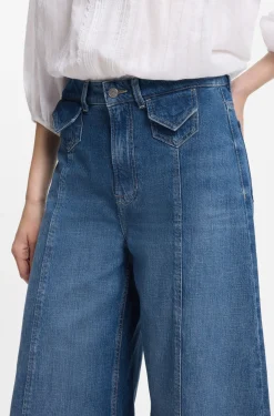 Jeans mit weitem Beinverlauf und hohem Bund in Vintage-Waschung