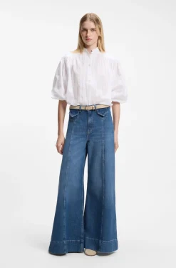 Jeans mit weitem Beinverlauf und hohem Bund in Vintage-Waschung