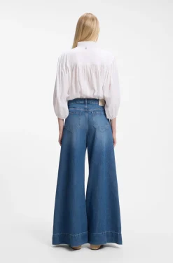 Jeans mit weitem Beinverlauf und hohem Bund in Vintage-Waschung