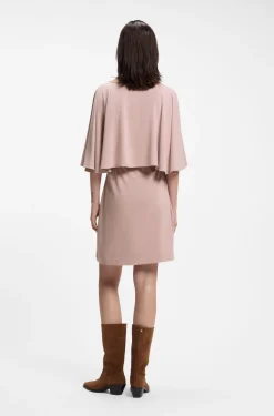 Jersey-Kleid mit Gürtel und Cape-Optik