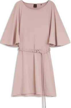Jersey-Kleid mit Gürtel und Cape-Optik